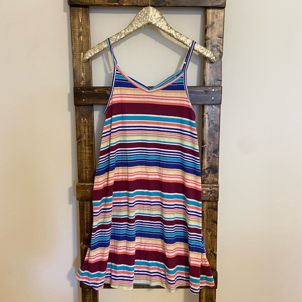 Colorful v neck Striped sleeveless sundress
